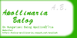 apollinaria balog business card